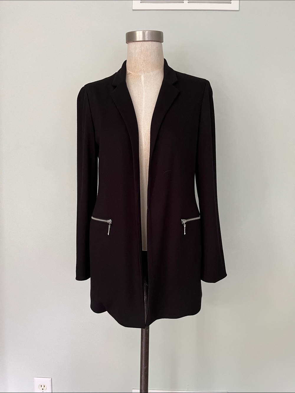 Boyfriend Black Longline Open Blazer Jacket - Women Size 4